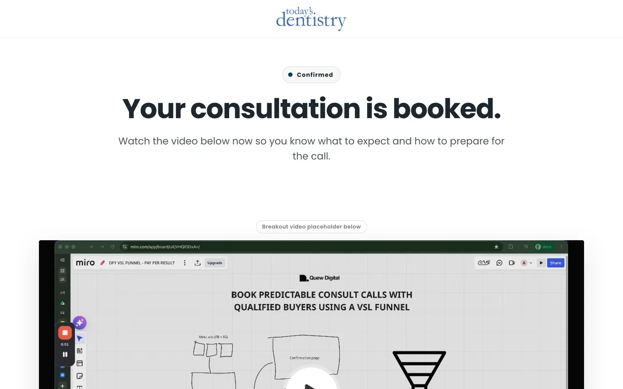 Confirmation page preview